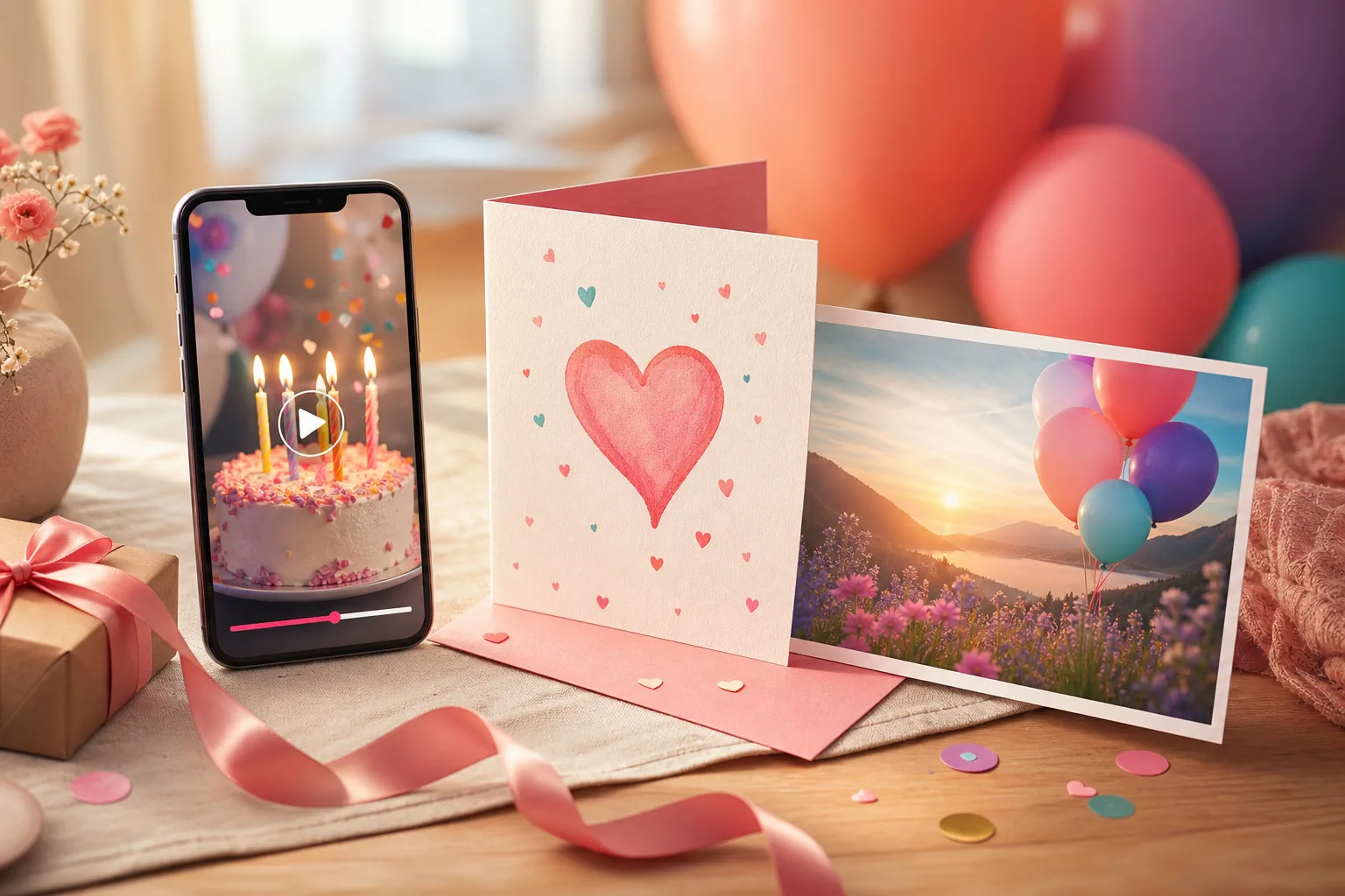 Vídeo, tarjeta escrita e imagen como tres formas de crear una felicitación personal