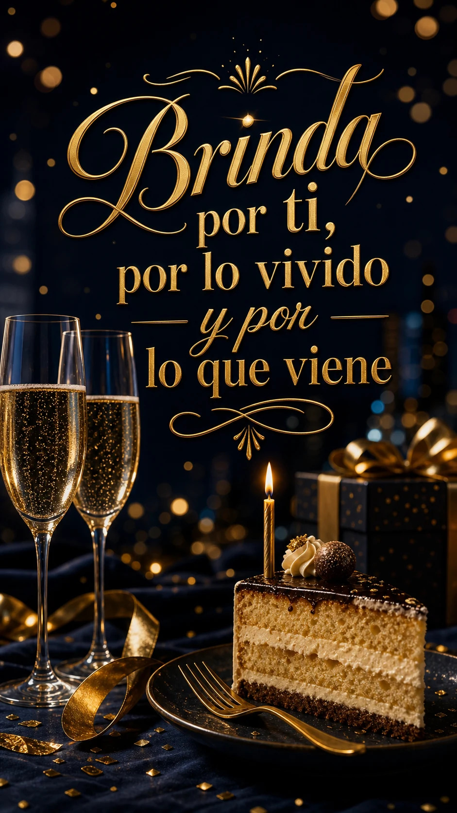 Imagen elegante de cumpleaños con mensaje para celebrar la vida