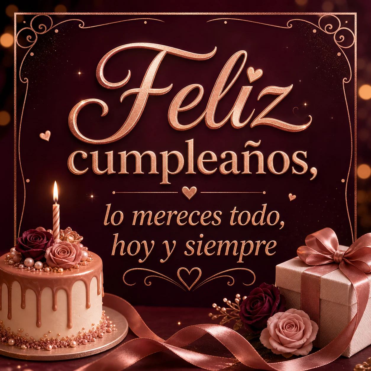 Imagen emotiva de feliz cumpleaños con mensaje de merecimiento