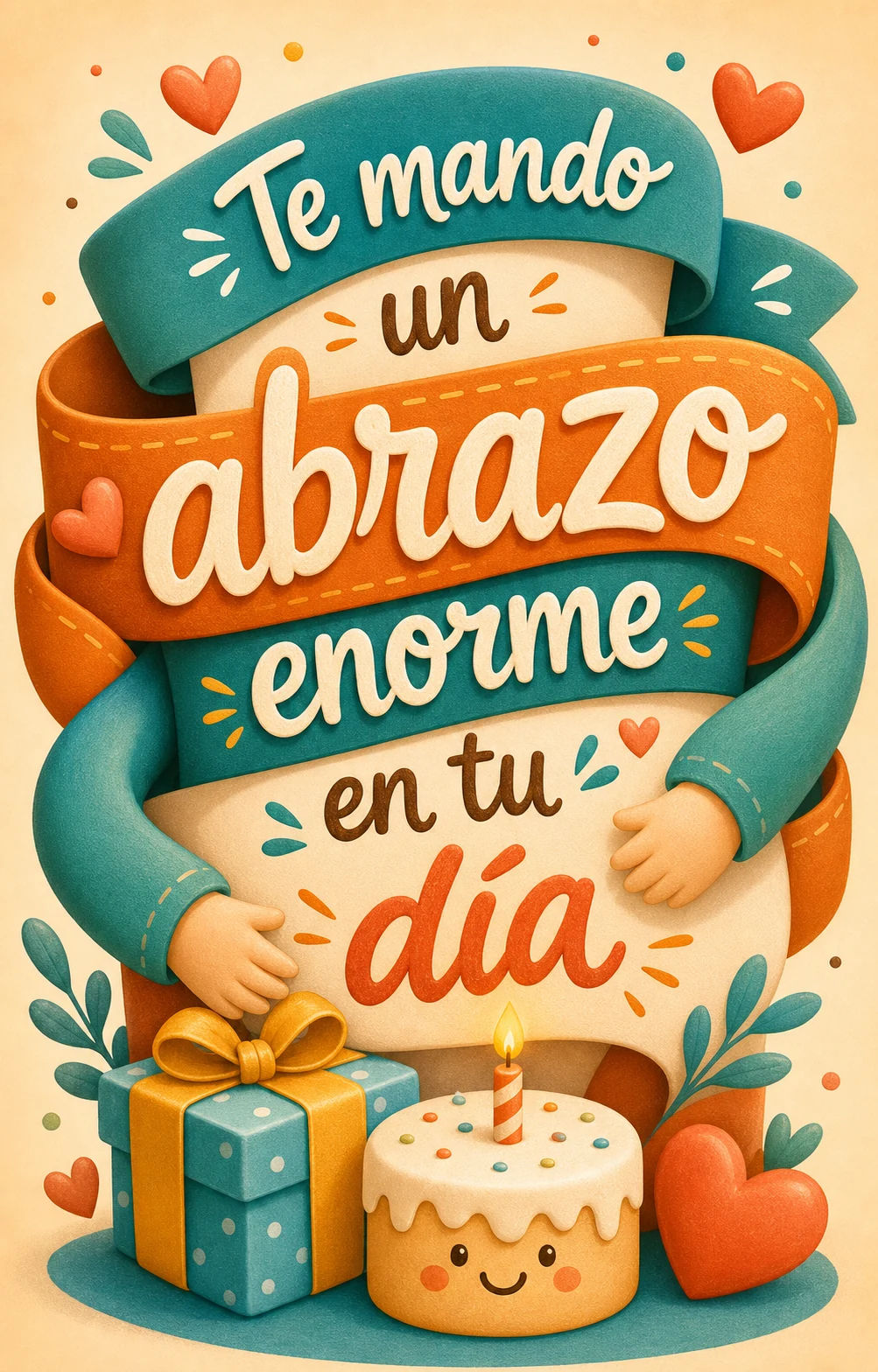 Tarjeta de cumpleaños para WhatsApp con abrazo cariñoso