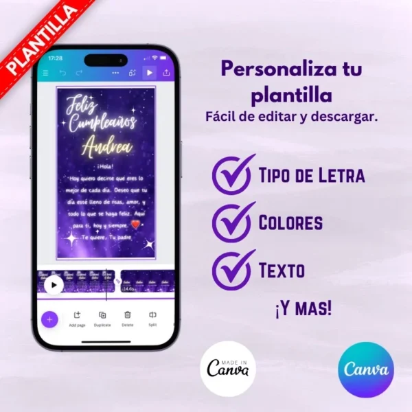 Celebra el cumpleaños con esta plantilla personalizable en Canva con estrellas y resplandor.