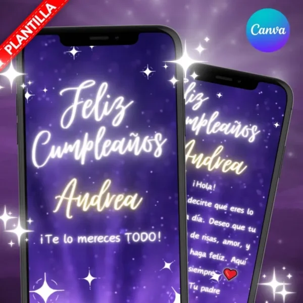 Plantilla editable de cumpleaños con diseño de estrellas brillantes y resplandor