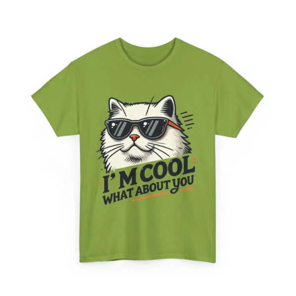 I'm Cool: What About You? Cat with Sunglasses - Unisex Heavy Cotton Tee - Imagen 3